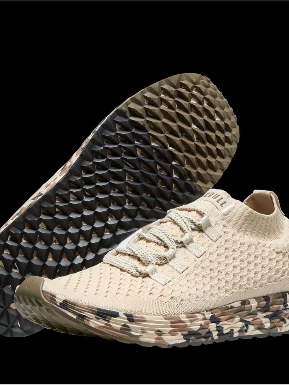Women’s Knit Sneaker in Beige with Camouflage Sole - Picture 2 of 9